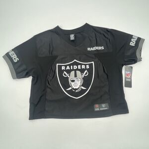 Las Vegas Raiders Cropped Jersey Womens XL Big Logo NFL Team Apparel NEW TAGS